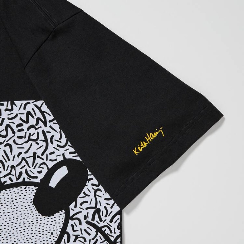 Pánské Tričko Uniqlo Mickey X Keith Haring Ut Grafická Černé | LGXHFKJ-53