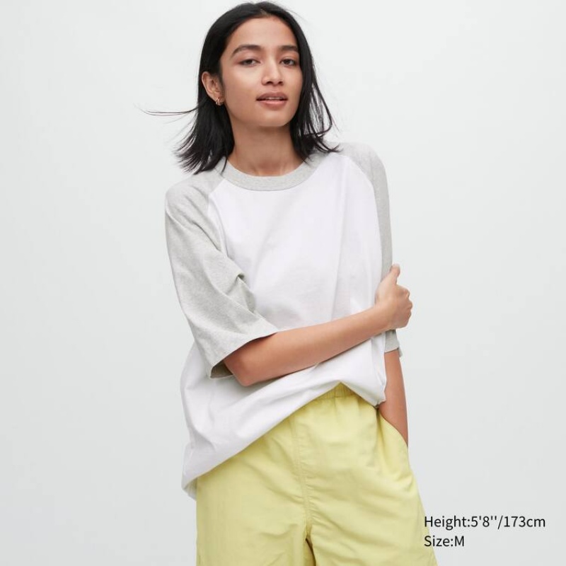 Pánské Tričko Uniqlo Oversized Raglan Half Sleeved Šedé | JMTPBVH-34