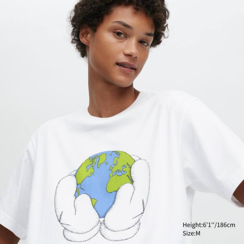 Pánské Tričko Uniqlo Peace For All Ut Grafická (Kaws) Bílé | JMWLTPU-19