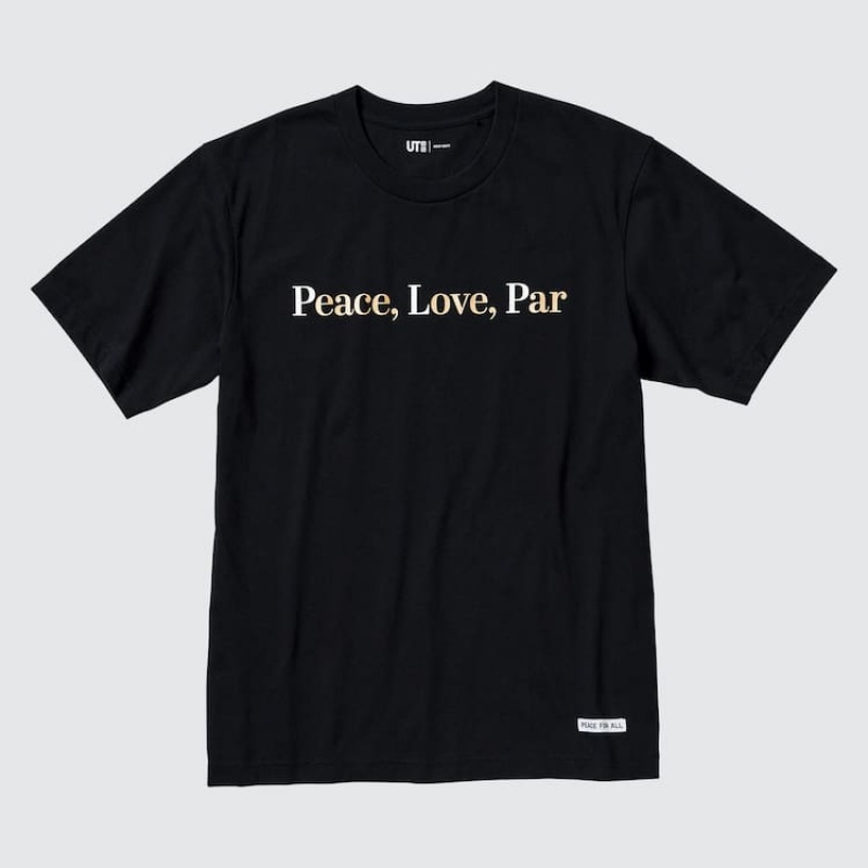 Pánské Tričko Uniqlo Peace For All Ut Grafická (Adam Scott) Černé | JDPWKAH-38