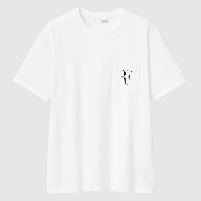 Pánské Tričko Uniqlo Roger Federer Rf Grafická Bílé | EQZRVXL-38