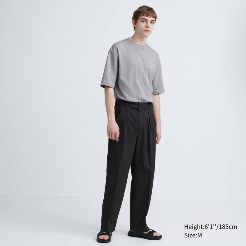 Pánské Tričko Uniqlo U Airism Bavlněné Pruhovaný Oversized Crew Neck Half Sleeve Bílé | CBYTZWJ-34